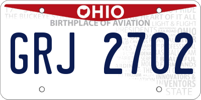 OH license plate GRJ2702