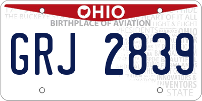 OH license plate GRJ2839