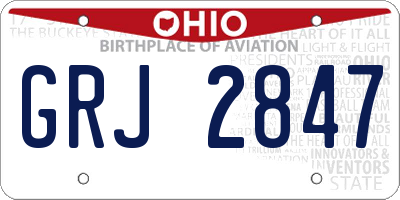 OH license plate GRJ2847