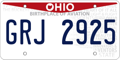 OH license plate GRJ2925