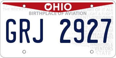OH license plate GRJ2927