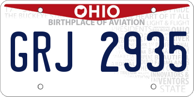 OH license plate GRJ2935