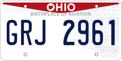 OH license plate GRJ2961