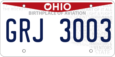 OH license plate GRJ3003