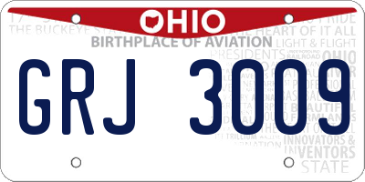 OH license plate GRJ3009