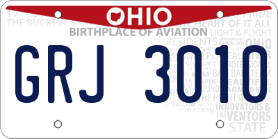 OH license plate GRJ3010