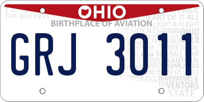 OH license plate GRJ3011