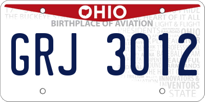 OH license plate GRJ3012