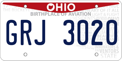 OH license plate GRJ3020