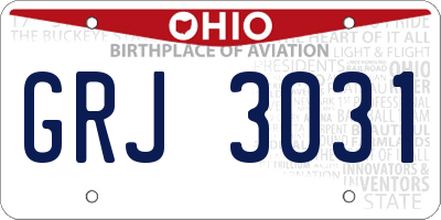 OH license plate GRJ3031