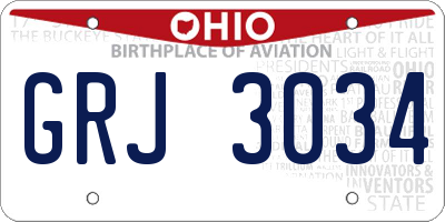 OH license plate GRJ3034