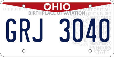 OH license plate GRJ3040