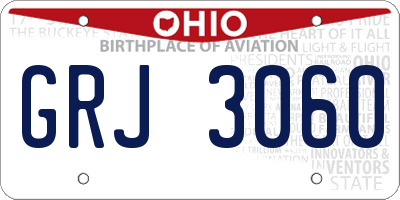 OH license plate GRJ3060
