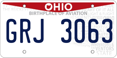 OH license plate GRJ3063