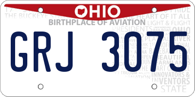 OH license plate GRJ3075