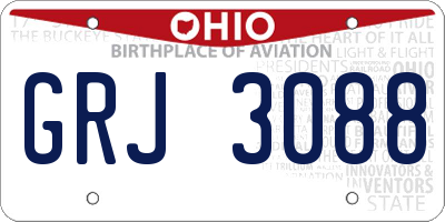OH license plate GRJ3088