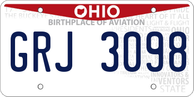 OH license plate GRJ3098