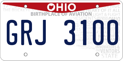 OH license plate GRJ3100