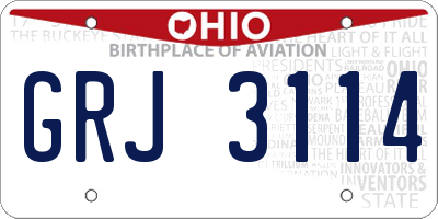 OH license plate GRJ3114