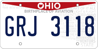 OH license plate GRJ3118