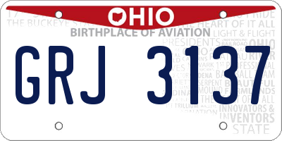 OH license plate GRJ3137