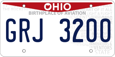 OH license plate GRJ3200