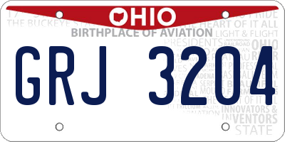 OH license plate GRJ3204