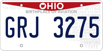 OH license plate GRJ3275