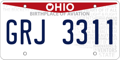 OH license plate GRJ3311