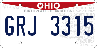 OH license plate GRJ3315