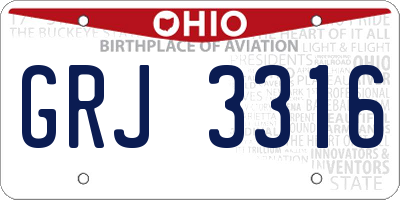 OH license plate GRJ3316