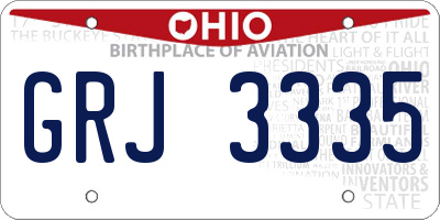 OH license plate GRJ3335