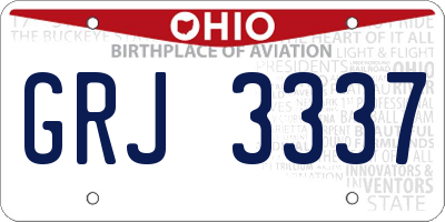 OH license plate GRJ3337