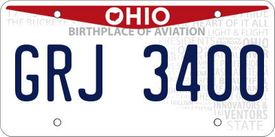 OH license plate GRJ3400