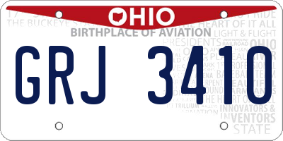 OH license plate GRJ3410