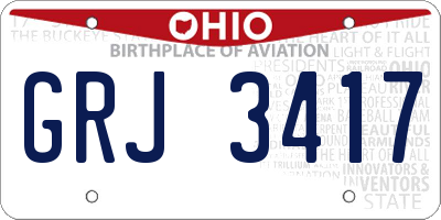 OH license plate GRJ3417