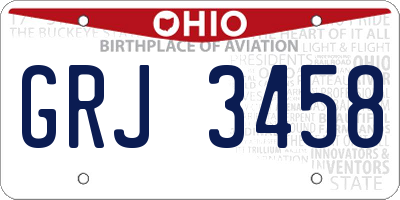 OH license plate GRJ3458