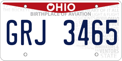 OH license plate GRJ3465