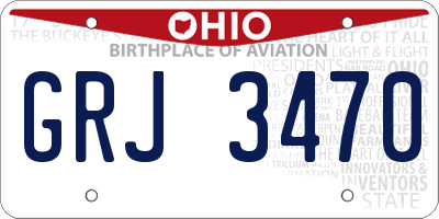 OH license plate GRJ3470