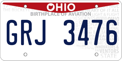 OH license plate GRJ3476