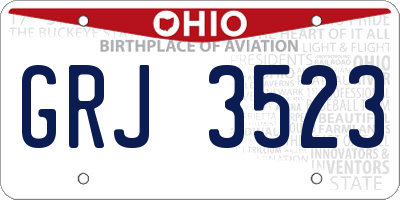 OH license plate GRJ3523