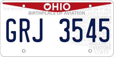 OH license plate GRJ3545