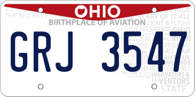OH license plate GRJ3547