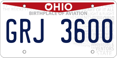 OH license plate GRJ3600