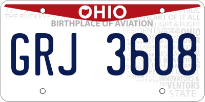 OH license plate GRJ3608