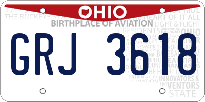 OH license plate GRJ3618