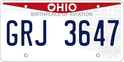OH license plate GRJ3647