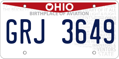 OH license plate GRJ3649