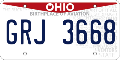 OH license plate GRJ3668