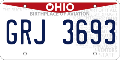 OH license plate GRJ3693